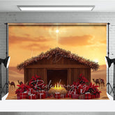 Lofaris Nativity Scene Photography Backdrop with Manger and Star of Bethlehem Religious Christian Christmas Decor